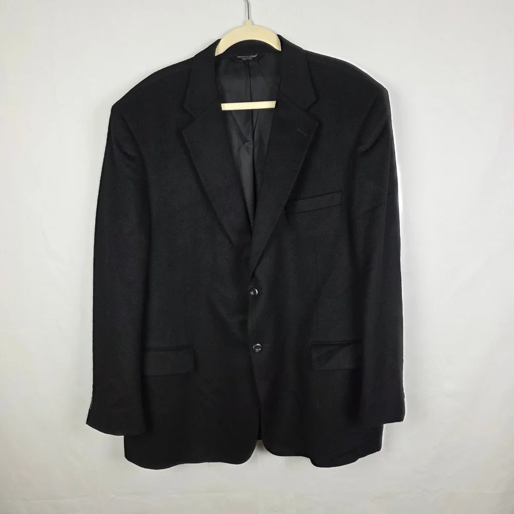 Pronto‎ Uomo Couture Mens 48R Black 100% Cashmere 2 Button Blazer Sport Coat